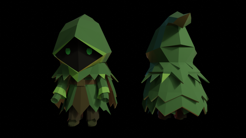 Low Poly Forest Druid 3D Model .c4d .max .obj .3ds .fbx .stl .blend