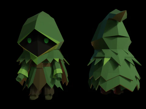 Low Poly Forest Druid 3D Model