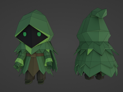 Low Poly Forest Druid Modello 3D