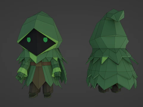 Low Poly Forest Druid 3D Model