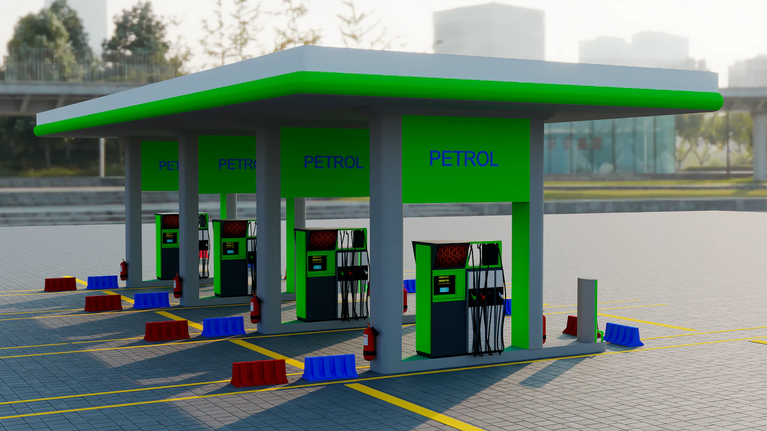 Gas station 3D Model .c4d .max .obj .3ds .fbx .stl .blend 