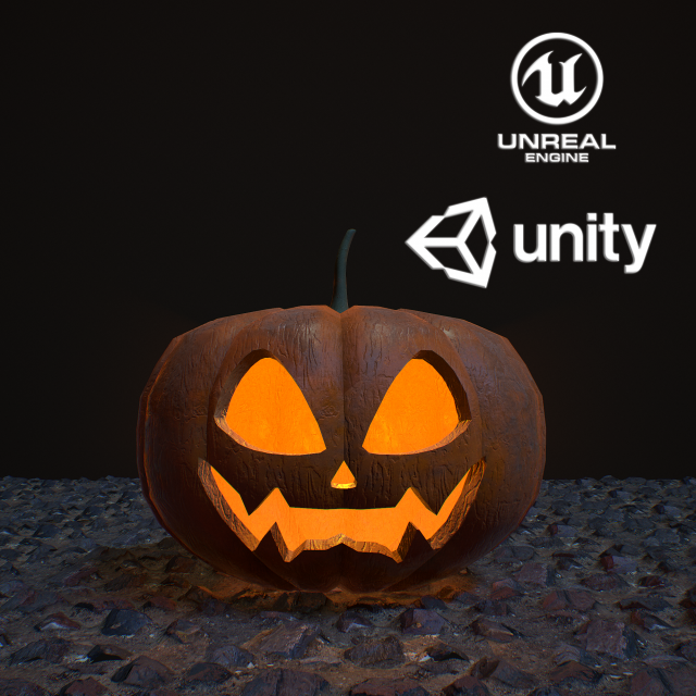 Carved halloween pumpkin 3D Model .c4d .max .obj .3ds .fbx .stl .blend 
