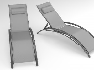 2-Piece Aluminum Chaise Lounge Outdoor Lounge Chair 3D 모델