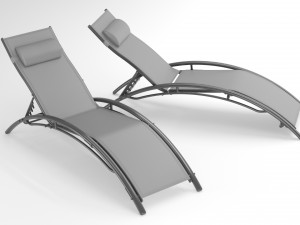 2-Piece Aluminum Chaise Lounge Outdoor Lounge Chair 3D 모델
