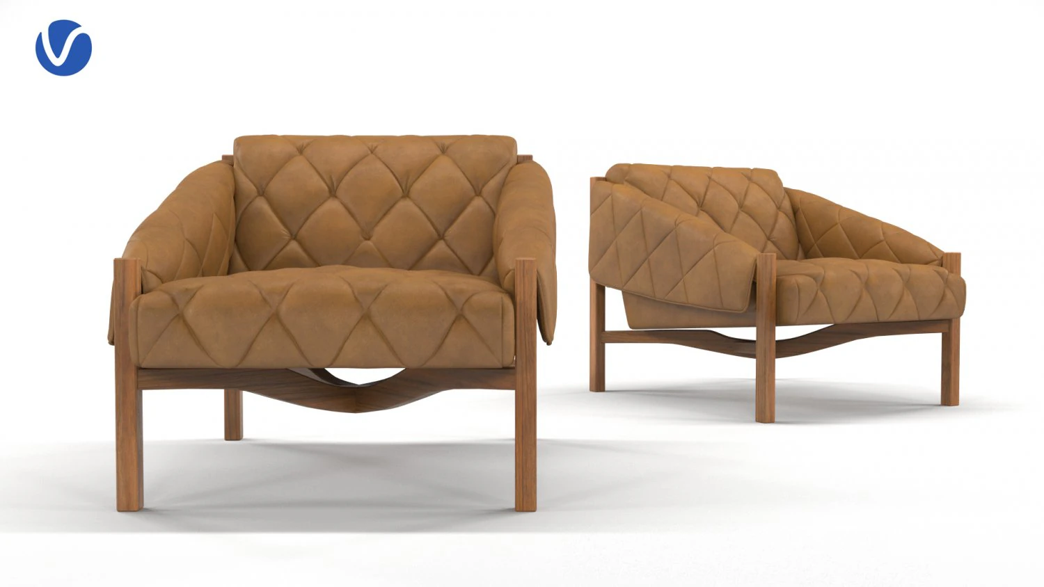 Abruzzo Brown Leather Tufted Chair 3D 3D Model .c4d .max .obj .3ds .fbx .stl .blend
