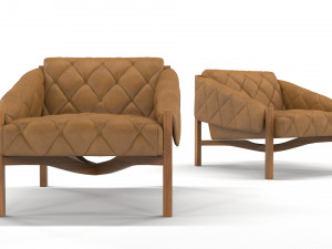 Abruzzo Brown Leather Tufted Chair 3D Modelo 3D