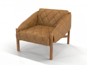 Abruzzo Brown Leather Tufted Chair 3D 3D Model