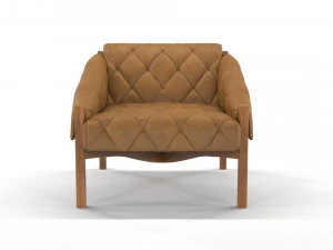 Abruzzo Brown Leather Tufted Chair 3D 3D Model