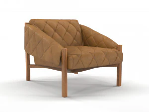 Abruzzo Brown Leather Tufted Chair 3D 3D Model