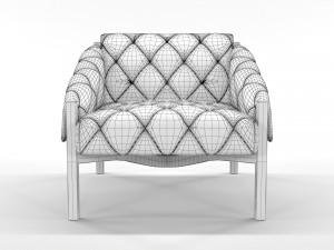 Abruzzo Brown Leather Tufted Chair 3D Modello 3D