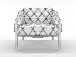 Abruzzo Brown Leather Tufted Chair 3D 3D Model