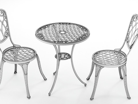 Piece Bistro Set Stylish Outdoor Patio Furniture 3D Model