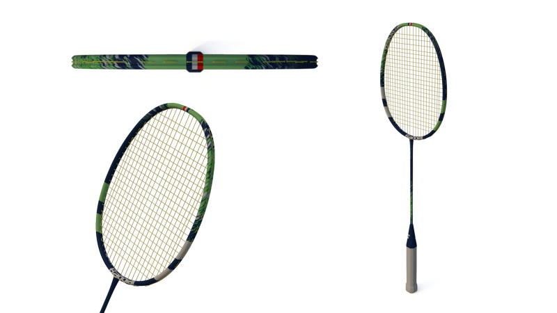 Badminton Racket 3D Model .c4d .max .obj .3ds .fbx .stl .blend