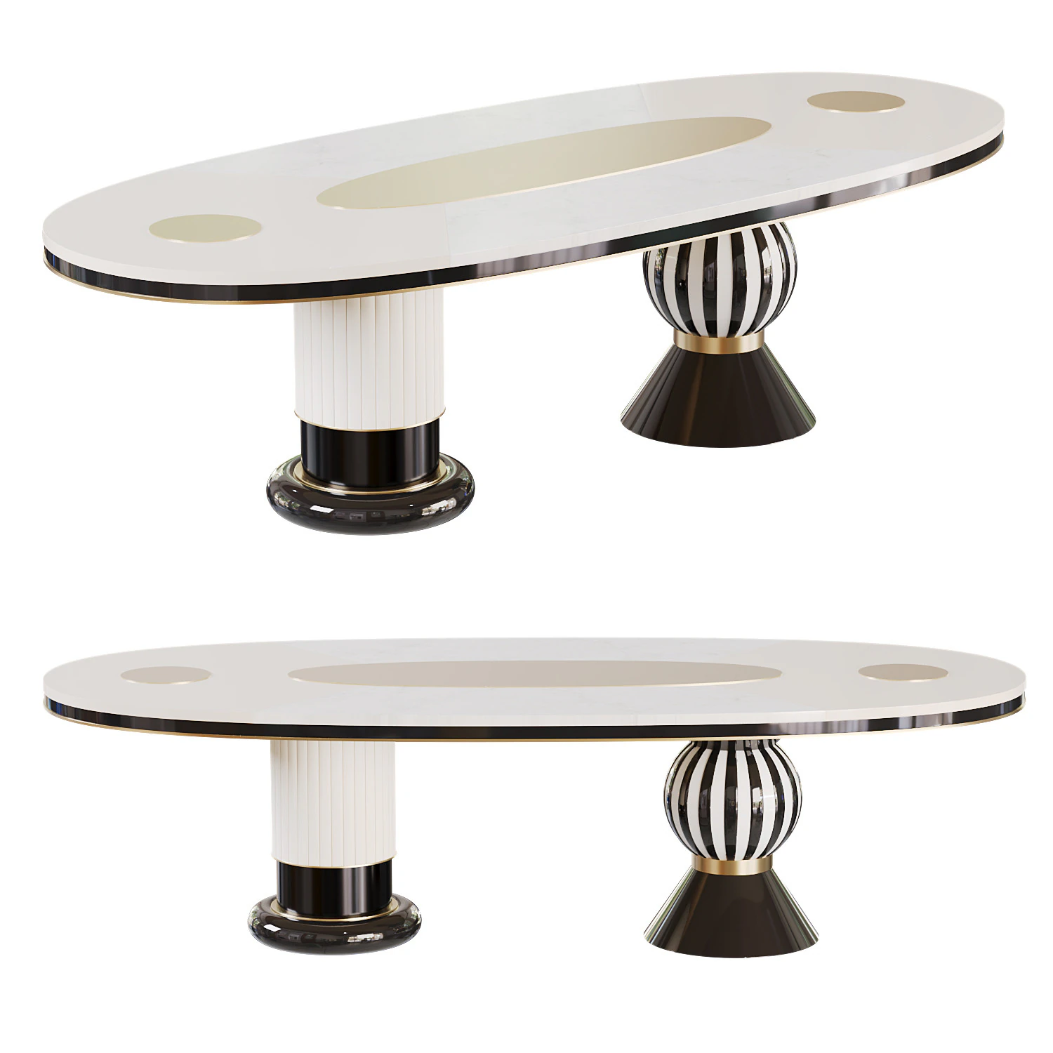 Modern Oval Dining Table 3D Model .c4d .max .obj .3ds .fbx .stl .blend 