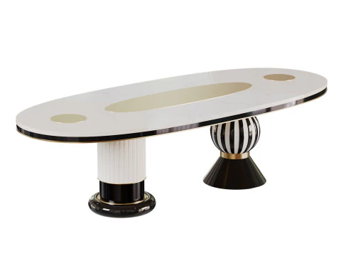 Modern Oval Dining Table 3D Model