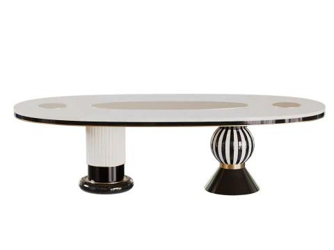 Modern Oval Dining Table 3D Model