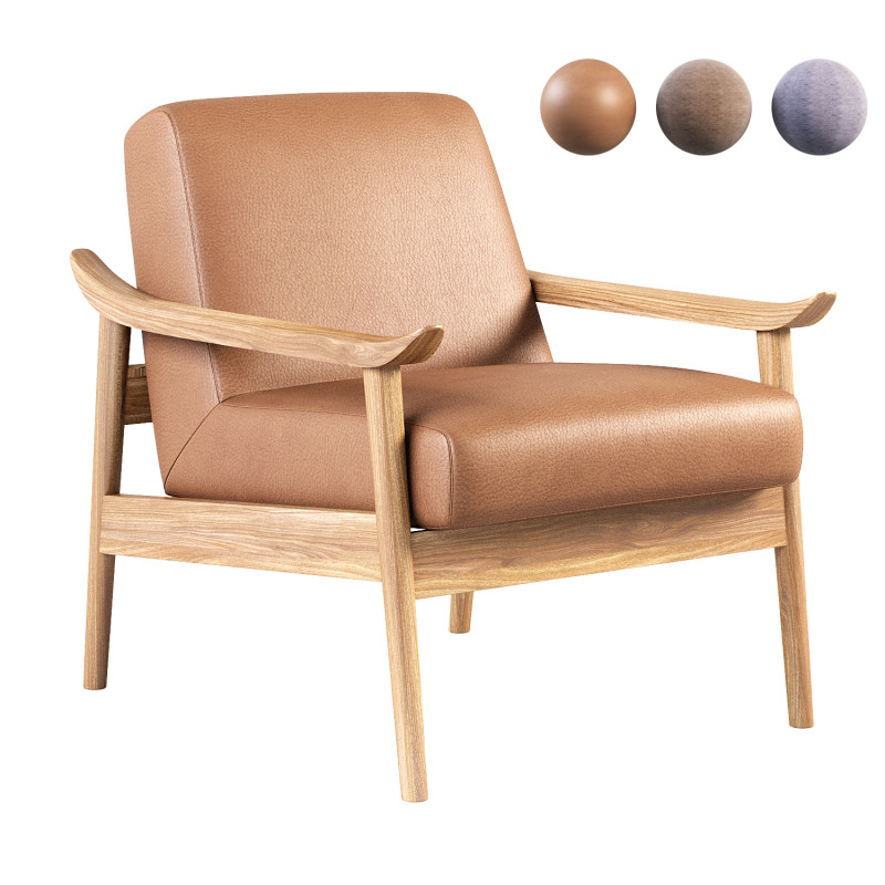 Mid Century Show Wood Chair 3D Model .c4d .max .obj .3ds .fbx .stl .blend 