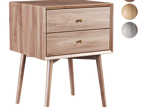 Mid-Century Closed Nightstand Modelo 3D