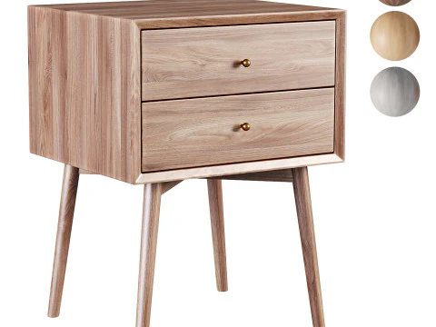 Закрита тумбочка середини століття 3D Модель