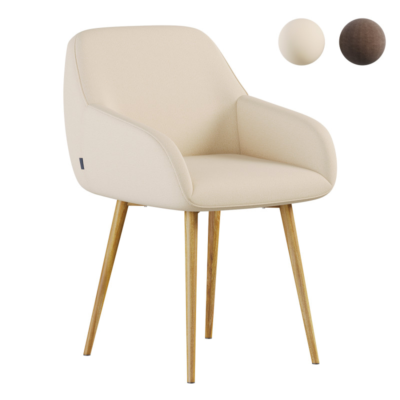 DJUDI CHAIR VELVET BEIGE 3D Model .c4d .max .obj .3ds .fbx .stl .blend