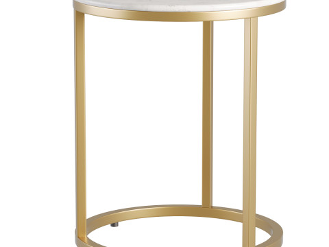 Milan Round White Marble and Metal End Table 3Dモデル
