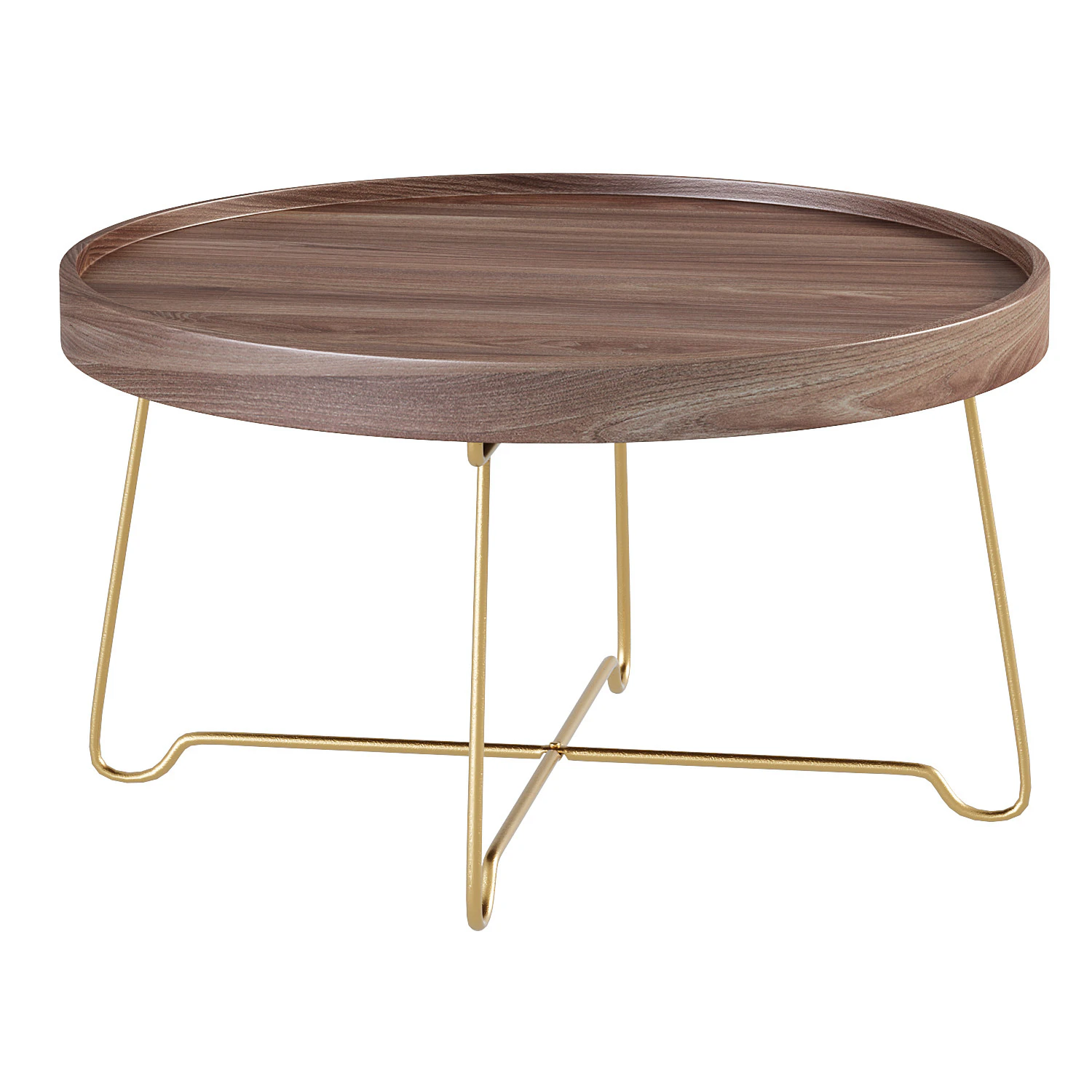 Keesey Round Wood and Metal Tray Top Folding Coffee Table 3D Model .c4d .max .obj .3ds .fbx .stl .blend