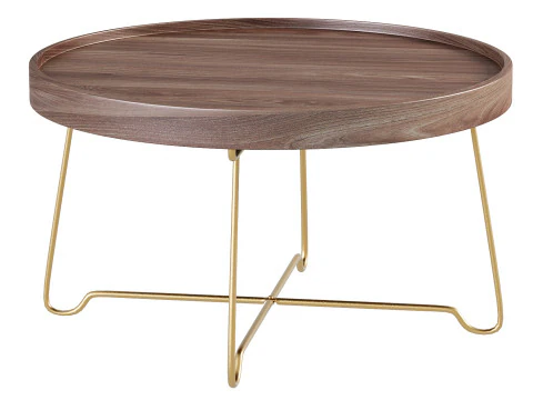 Mesa de centro plegable con tapa redonda de madera y metal Keesey Modelo 3D