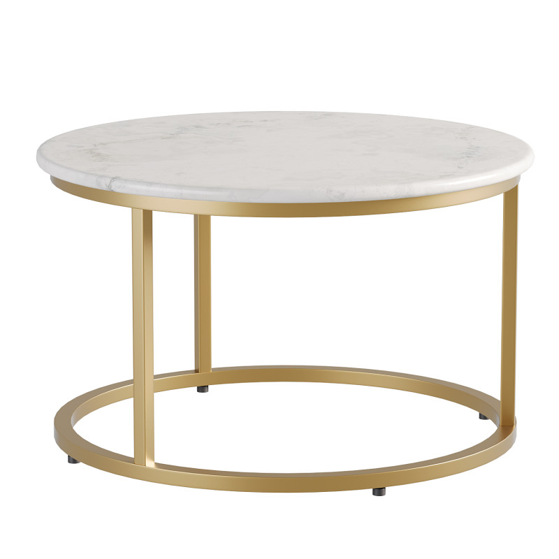 Milan Round White Marble and Metal Coffee Table 3D Model .c4d .max .obj .3ds .fbx .stl .blend 