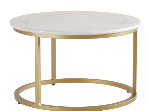 Milan Round White Marble and Metal Coffee Table 3Dモデル