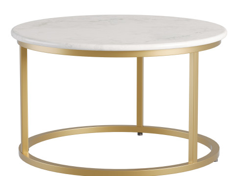 Milan Round White Marble and Metal Coffee Table 3D Model