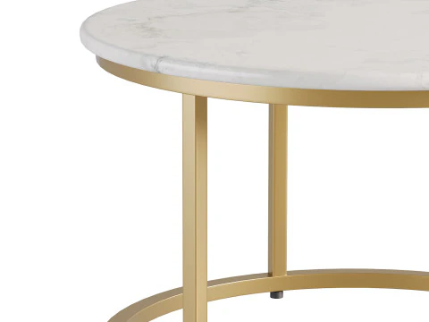 Milan Round White Marble and Metal Coffee Table 3D Model