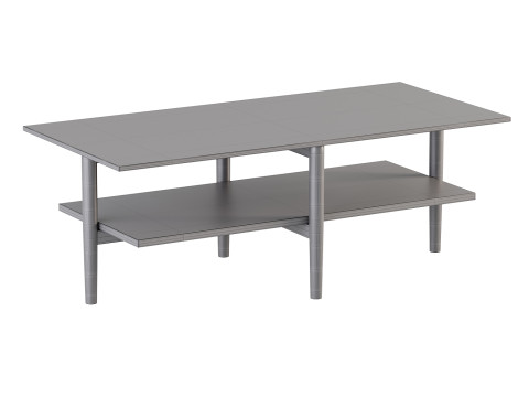 Mae Gold Metal and Walnut Glass Top Coffee Table with Shelf 3D Model