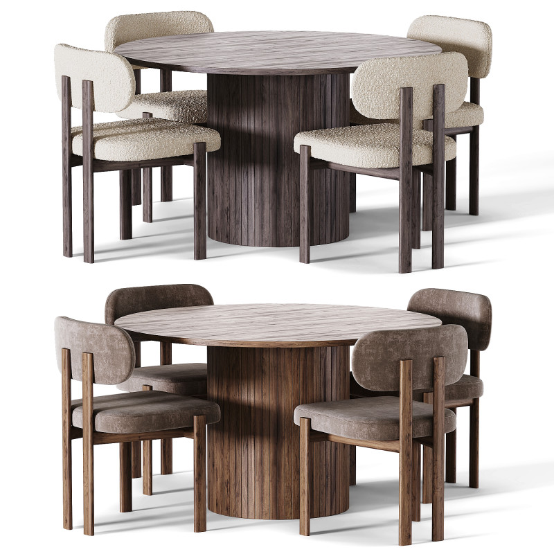 Bay Chair and Hill Table Dining set 3D Model .c4d .max .obj .3ds .fbx .stl .blend 