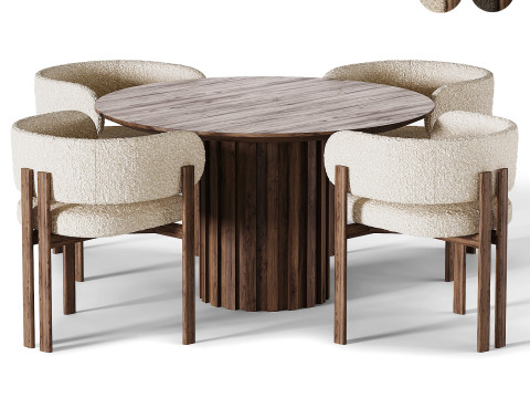Bay Wood Chair and Tactile Dining Table 3Dモデル