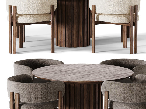 Bay Wood Chair and Tactile Dining Table 3Dモデル