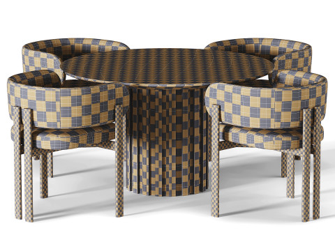 Bay Wood Chair and Tactile Dining Table 3Dモデル