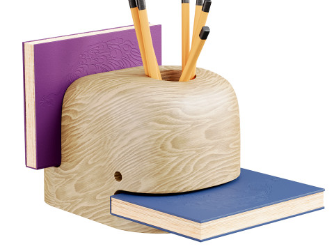 Personalized Wooden Whale Pencil Holder 3D Model