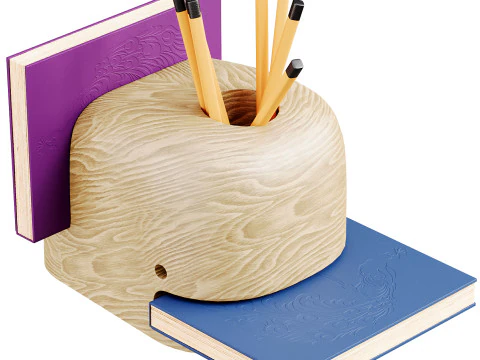Personalized Wooden Whale Pencil Holder 3D Model