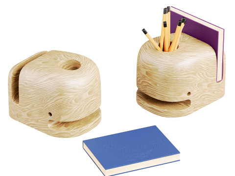 Personalized Wooden Whale Pencil Holder 3D 模型