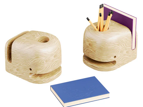 Personalized Wooden Whale Pencil Holder 3D Model