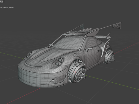 Porsche 911 GT3 Futuristic game car Modello 3D