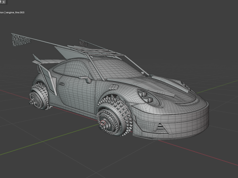 Porsche 911 GT3 Futuristic game car Modello 3D