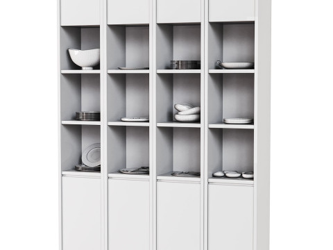 Wooden cabinet with shelves for kitchen and living room 3D Model