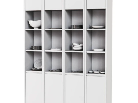 Wooden cabinet with shelves for kitchen and living room 3D Model