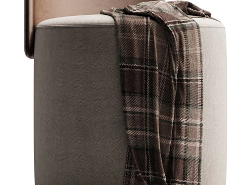 Pouf with a back made of velour and eco-leather 3D Model