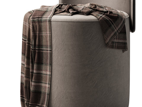 靠背由天鹅绒和生态皮革制成的坐垫凳 3D 模型