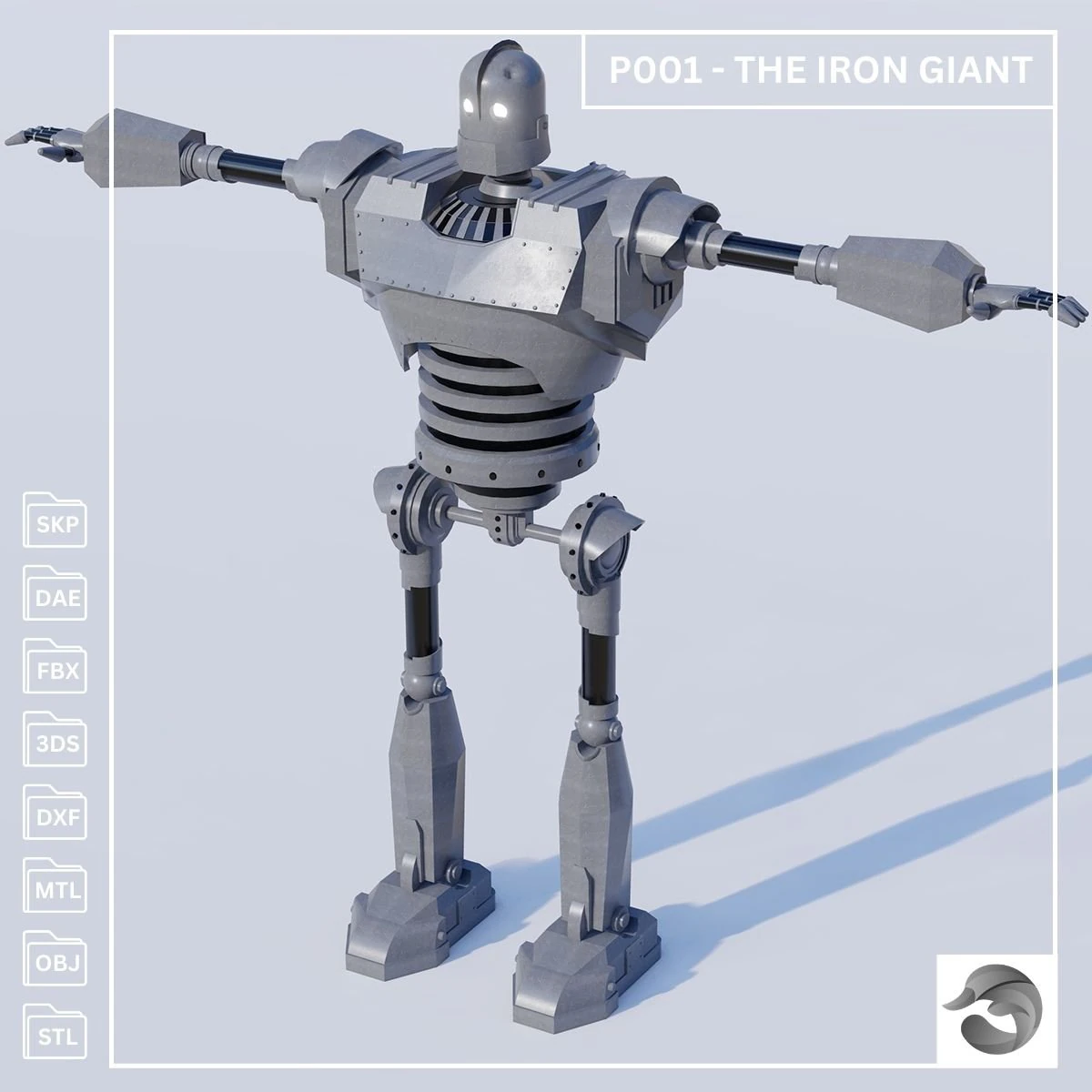 P001 THE IRON GIANT 3D 3D Model .c4d .max .obj .3ds .fbx .stl .blend 