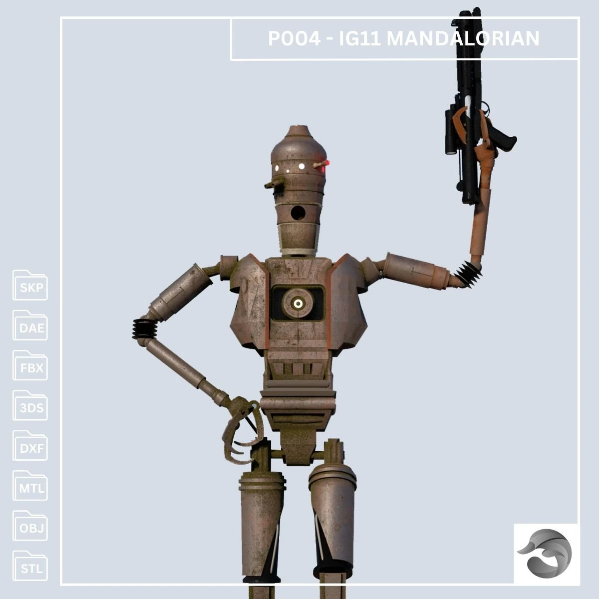 P004 IG11MANDALORIAN DROID 3D Model .c4d .max .obj .3ds .fbx .stl .blend