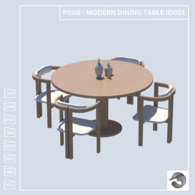 P006 MODERN DINING TABLE ID001 Modelo 3D .c4d .max .obj .3ds .fbx .stl .blend 