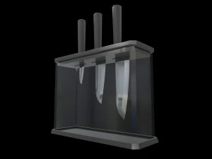 Knife Set With Glass Holder 3D Model